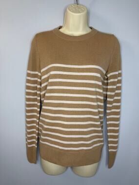 The Reset R Label Sweater Women's M Wool Cashmere Tan Cream Stripe Pullover